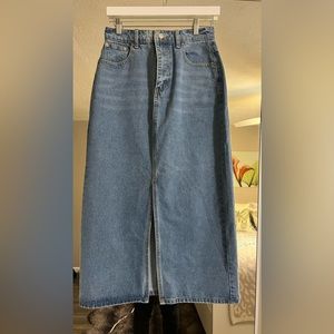 Long denim skirt